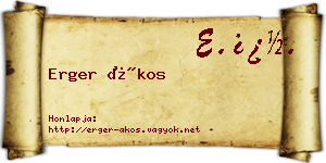 Erger Ákos névjegykártya